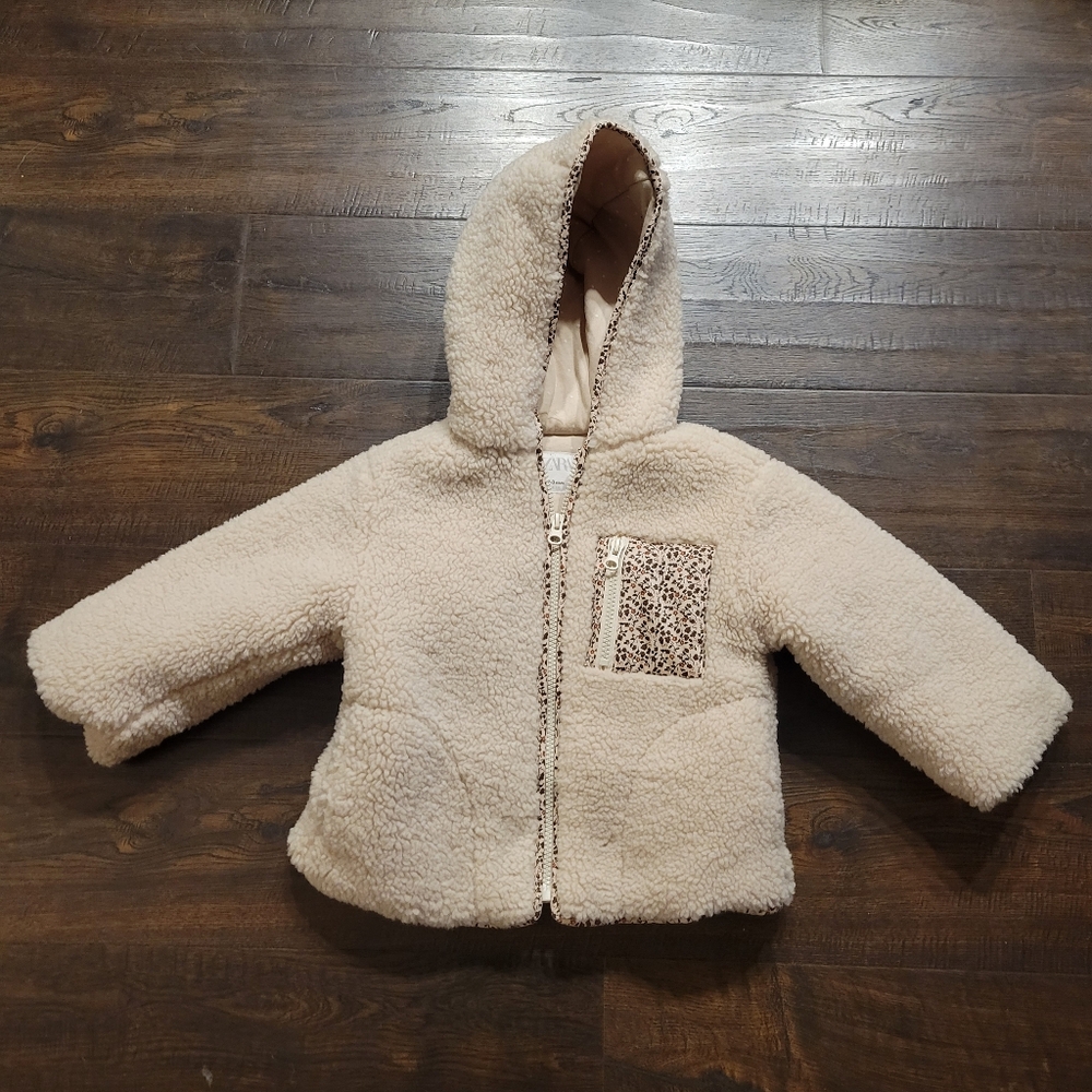 Zara Cream Sherpa Hooded Jacket